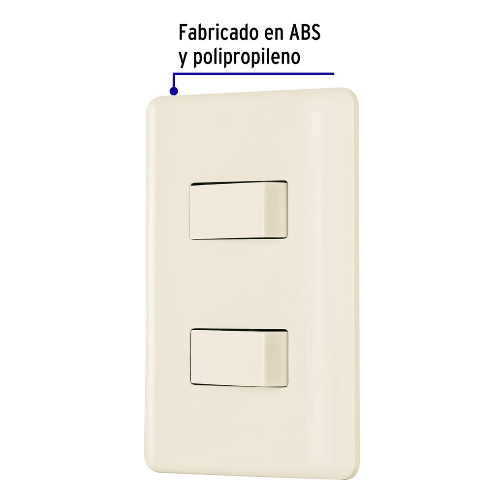 Placa armada, 2 interruptores, marfil, volteck