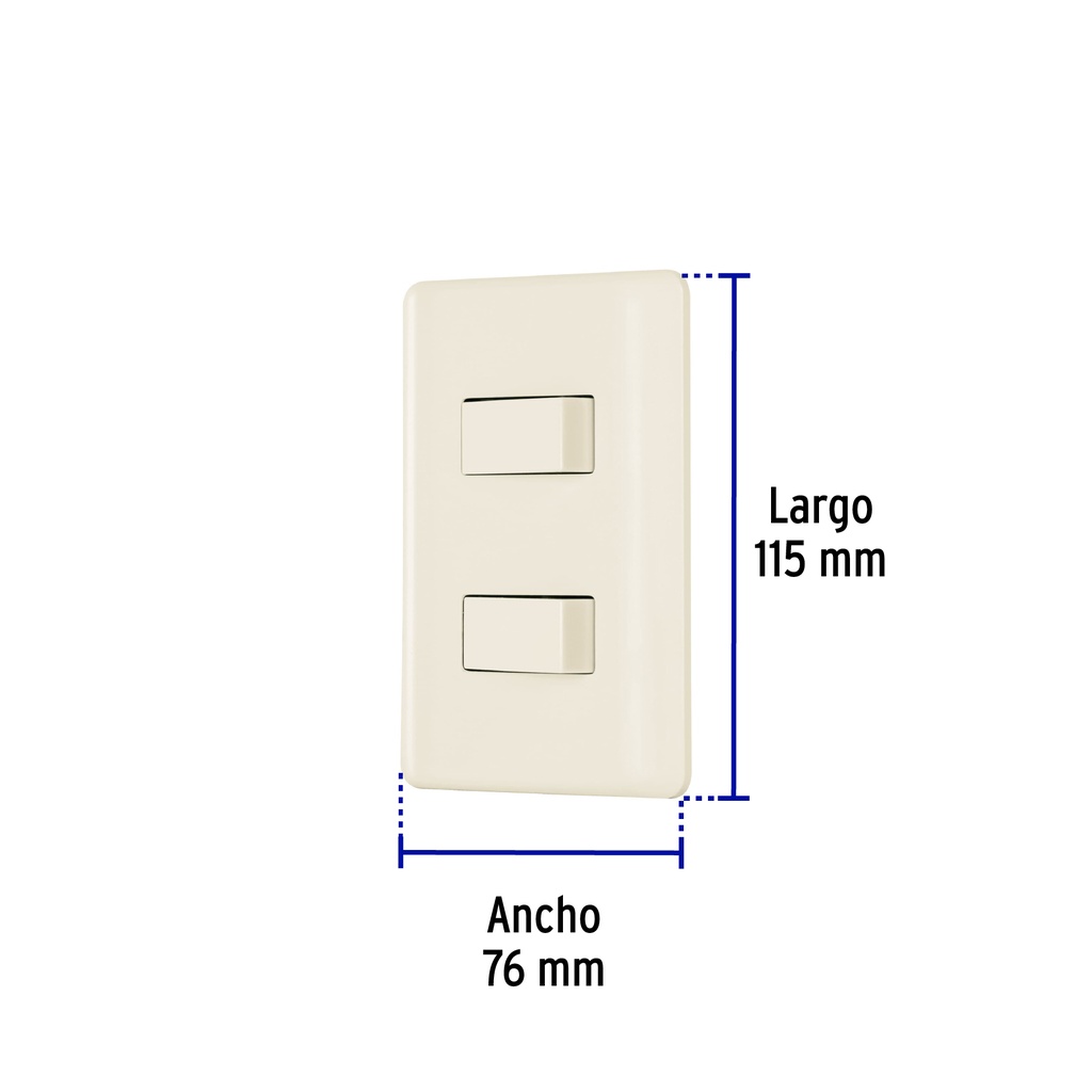 Placa armada, 2 interruptores, marfil, volteck