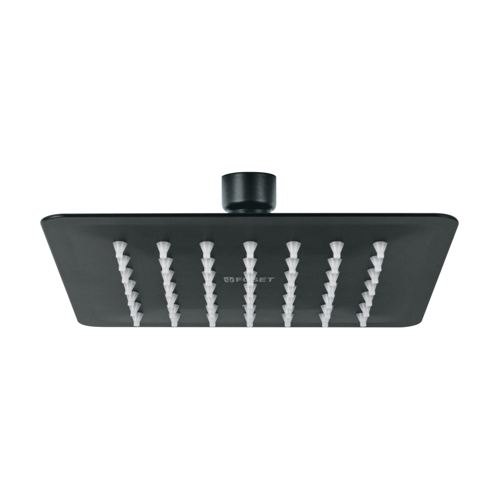 Regadera cuadrada 6", acero inox, sin brazo, negro, Túbig, foset