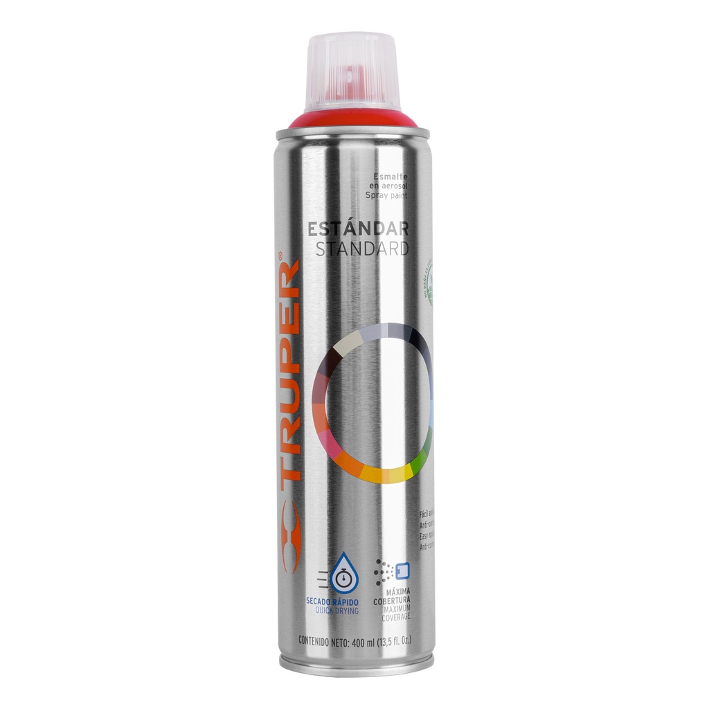 Pintura en aerosol, rojo seguridad, bote esbelto, 400 ml, Truper