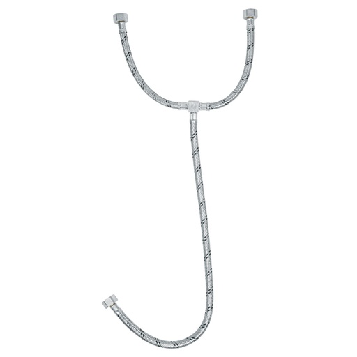 [FTE-55X] Manguera "T" lavabo/fregadero,acero inox,1/2"x1/2"x1/2", 55cm, Foset