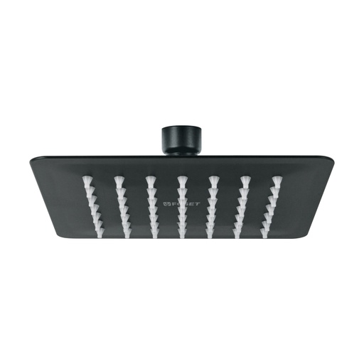 [R-414SM] Regadera cuadrada 6", acero inox, sin brazo, negro, Túbig, foset