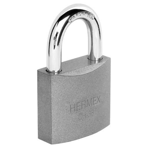 [CH-38] Candado de hierro 38 mm gancho corto en caja, Hermex