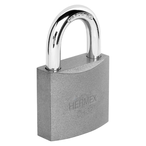 [CH-32] Candado de hierro 32 mm gancho corto en caja, Hermex