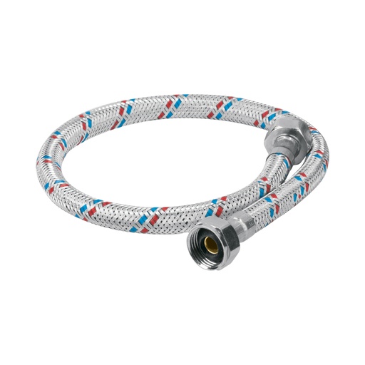 [FFR-55P] Manguera lavabo/fregadero, aluminio, 1/2"x1/2", 55cm, Foset 