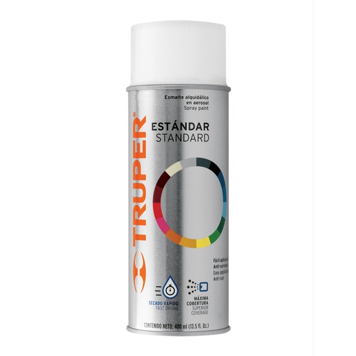[PA-BB-2] Pintura en aerosol, blanco brillante, bote tradicional,400ml, Truper